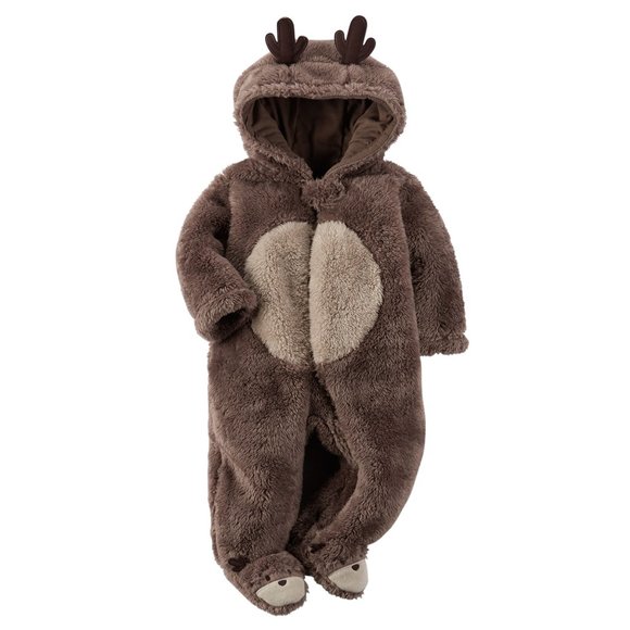 NWT Carter's Baby Boys Sherpa 1-Piece Bunting Brown Reindeer Coverall Pr… - Picture 7 of 7